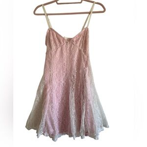 Sugar Thrillz Pink Lace Fit & Flare Mini Dress with Open Back | Size M
